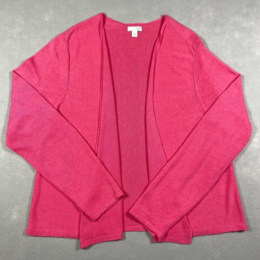 J. Jill Pink Linen Cotton Open Front Cardigan Sweater Coastal Women's Size L